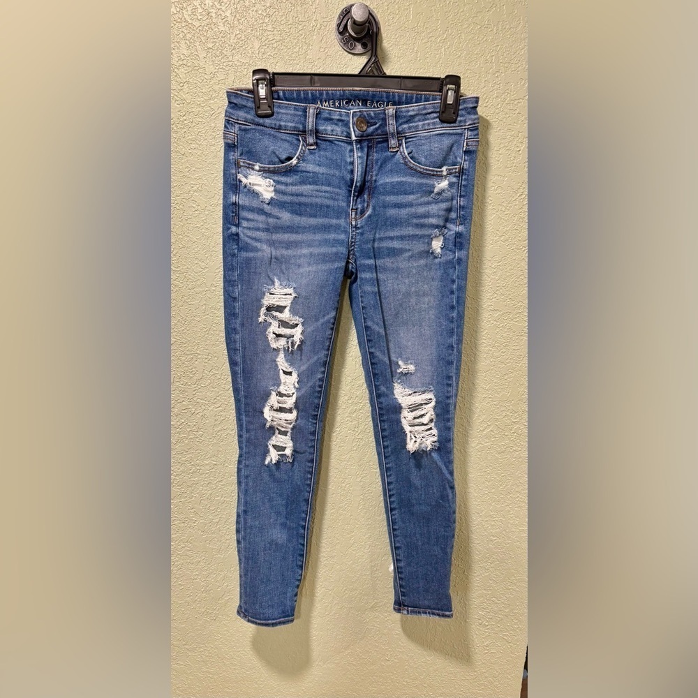 American Eagle Outfitters Ripped Blue Skinny Jeans